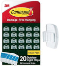 Command Outdoor Light Clips, Clear, 20 Clips, 24 Weather Resistant Strips by Command