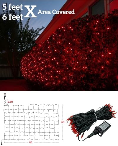 Led Christmas Net Lights Outdoor Connectable, 240LED 5ft x 6ft Waterproof 8 Modes Black Wire 29V Plug in Mesh Lights for Garden Yard Bushes Trunk Tree Decor - Image 7