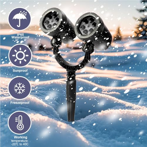 Christmas Snowflake Projector Lights, Double Head Outdoor LED Snowflake Lights Dynamic Falling Snowflake Effect, IP65 Waterproof for Christmas Decoration, Yard, Lawn, House, Holiday Party - Image 5