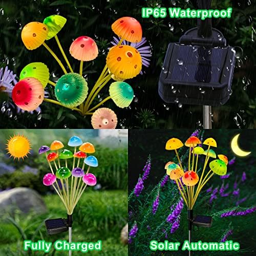 Solar Garden Lights Decorative,2 Pack 24LED Solar Powered Mushroom Lights Outdoor, Gifts for Women Birthday Mothers Day, Mushroom Flower Light Yard Decor Outside Waterproof for Lawn Porch Patio - Image 5