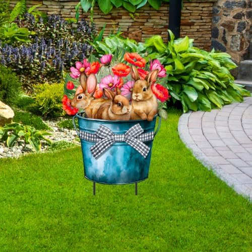 Briarwood Lane Spring Metal Art 28x15.5 Bucket of Bunnies for Spring Metal Art - Image 3