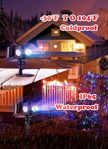 Christmas Projector Lights Outdoor 26 HD Effects (3D Ocean Wave + Patterns) Waterproof with Timer Holiday Projector Lights for Indoor Christmas Halloween Night Disco Party, RGB + Multicolor - Image 4