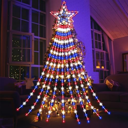 Huquary 4th of July Waterfall String Lights Led, 2 ft - Image 6