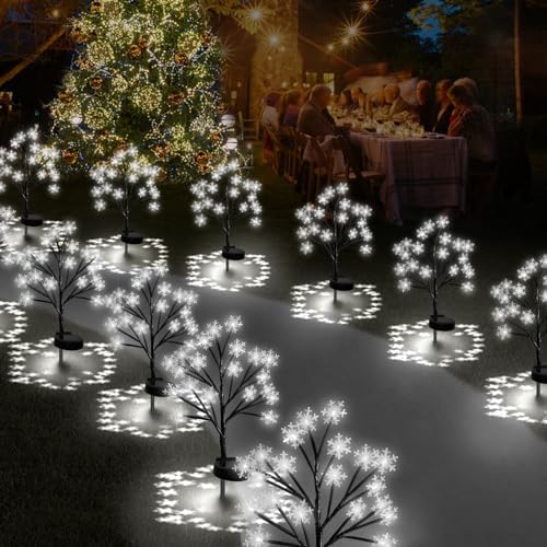 Upgrade Snowflake Solar Christmas Lights Outdoor - 2PACK 40LED Snowflake Pathway Lights for Outdoor Christmas Decorations,Waterproof Solar Garden Lights for Yard Xmas Party Decor(Cool White) by X-GiftKey
