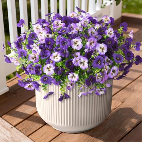 Fake Artificial Pansy Flowers Plants for Outdoors Decoration UV resistant by INQCMYPlantRack