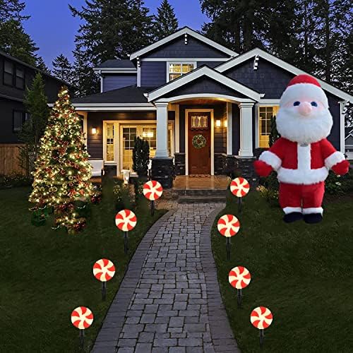 Outdoor Lollipop Christmas Pathway String Lights, 7 Feet C9 Christmas Yard Candy Shape Decorations Driveway Markers Stake Lights, Connectable Garden Markers Light for Outdoor Walkway Decor - Image 7