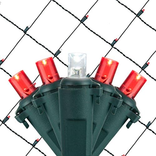Wintergreen Lighting 100 5mm Red and White Twinkle LED Net Lights, 4 x 6 ft Green Wire Outdoor Holiday Hedge & Bush Lighting for Christmas Displays, Commercial Grade - Image 2