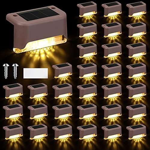 Geelin 32 Pcs Solar Deck Step Lights Outdoor, Brown Shell Warm White Light by Geelin