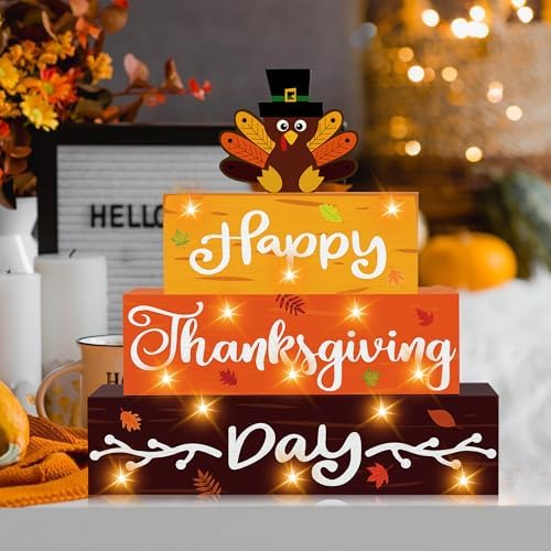 Thanksgiving Decorations Happy Thanksgiving Day Wooden Block Sign - Image 2