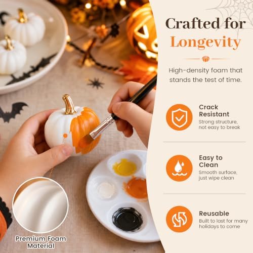 DomeStar 18 PCS White Pumpkins for Decoration, Small White Pumpkins - Image 4