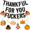 Thanksgiving Decorations, Friendsgiving Decorations, Glittery Thanksgiving Friendsgiving Banner for Mantel Font Porch, TFYF Thankful for You Fall Party Decorations for Indoor Home (Pre-Assembled)TFYFTZ (Black 2) by Deneo
