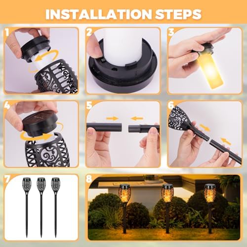 8 Pack Solar Pathway Lights Outdoor, Solar Torches Lights Halloween Decor - Image 4