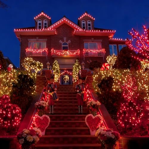 LAMPHOME Red Valentine's Lights, 300 Lights 63.8ft(2pk of 150L) Incandescent Mini Christmas String Lights, Waterproof Red Lights for Indoor Valentine's Day Garland Birthday Wedding Party Xmas Tree - Image 4