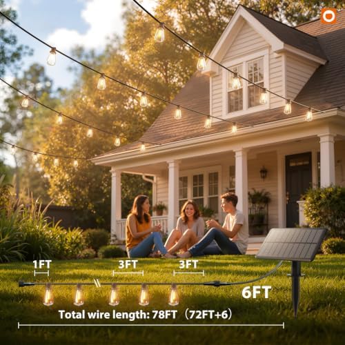 addlon 72FT Solar String Lights Waterproof with Remote & USB, Patio Lights - Image 6