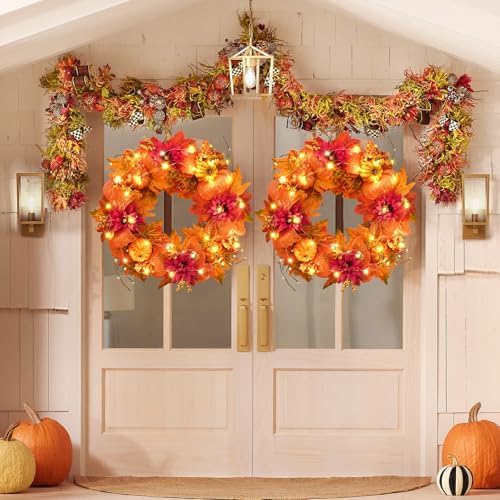 Fall Decorations for Home - 20 Inch Fall Wreaths for Front Door - Image 3