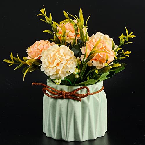 Artificial Flower Plants – Mini Fake Hydrangea Flowers in Pot for Home Decor Party Wedding Office Patio Table Desk Decoration, Set of 4, Size: 3.3''(Diameter) x 5.5''(Tall) - Image 6