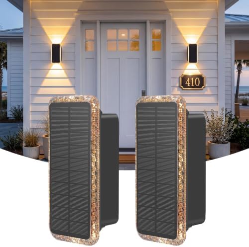 vighep Solar Fence Lights Outdoor 2 Pack, 5CCT(3000K-6000K) Up and Down Solar Wall Lights, IP65 Waterproof Dusk to Dawn Fence Lights Solar Powered for Patio, Porch, Backyard, Garage, Wall Decor by Vighep