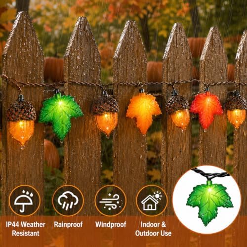 Fall Lights Battery Operated, 16.4FT 20 LED Fall String Lights with 3D Acorns and 3D Maple Leaves LED Autumn Lights with Timer 8 Modes for Autumn Thanksgiving Indoor Outdoor Fall Decor - Image 4