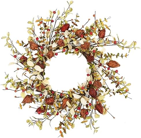 YNYLCHMX 20" Fall Wreath for Front Door, Eucalyptus and Berry Decor by YNYLCHMX