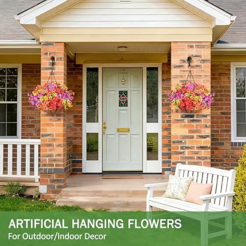 AGIRL 2 Set Artificial Hanging Flowers with Baskets for Outdoors - Image 6