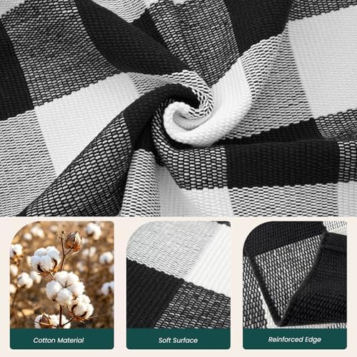 KOZYFLY Buffalo Plaid Rugs 2x4.3 Ft Black and White Rug Front Door Mat - Image 5