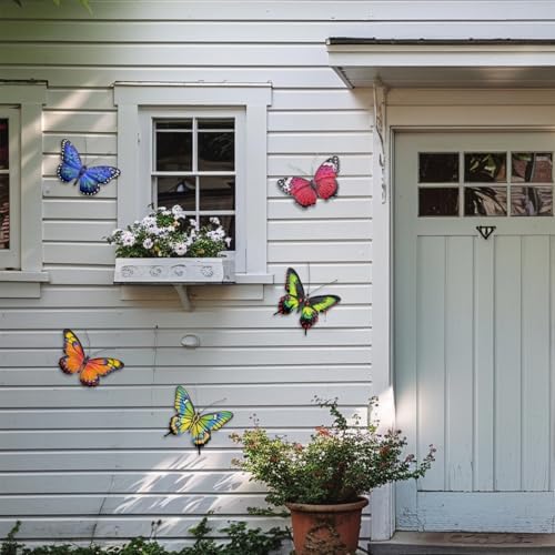 EOORAU 5 Pack Metal Butterfly Wall Hanging Decor for Outdoor - Image 5