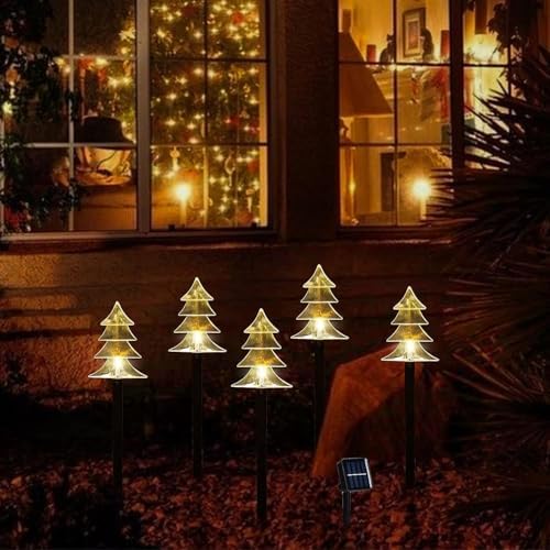 Christmas Decorations Outdoor, Solar Tree Pathway Lights, 5 PCS - Image 4