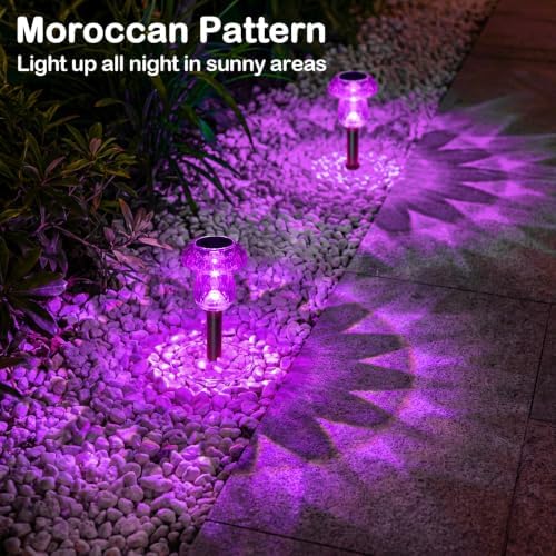 Solar Halloween Lights Outdoor 8 Pack Purple Garden Mushroom Decor - Image 6