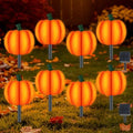 2Sets 4-in-1 Pumpkin Solar Lights Outdoor Halloween Decor Fall Stake Lights by Eyourlife