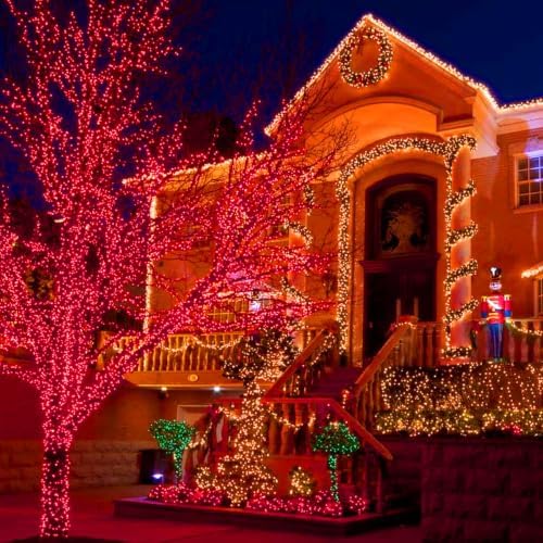 Dazzle Bright 300 LED Christmas String Lights, 100 FT Connectable Waterproof String Lights Green Wire with 8 Modes Christmas Decoration for Indoor Outdoor Party Yard Garden Decor (Red) - Image 3
