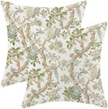 CXMEIFLY Chinoiserie Spring Pillow Covers 18 x 18 Inch Set of 2 for Sage Green Blue Vintage Flowers Bird Decor Throw Pillows Plant Farmhouse Outdoor Decorative Cushion Cases for Couch Bed Decorations by CXMEIFLY