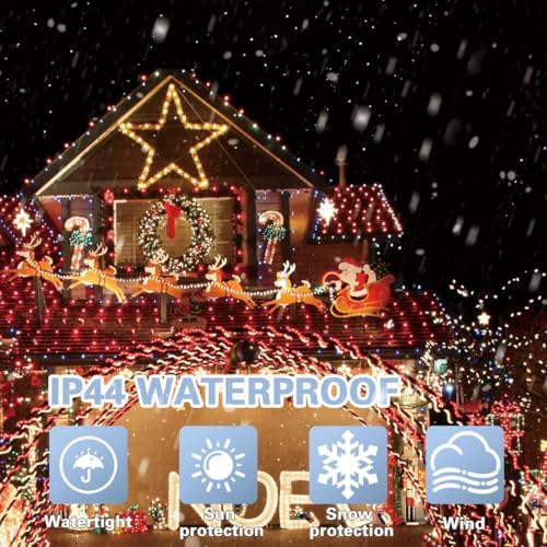 LAMPHOME 200 LED 66ft Valentines Decorative Mini Lights, Red String Lights Outdoor Valentines Day Decorations,Christmas Fairy String Lights Plug in, 16 Lighting Modes Waterproof for Tree Wedding Party - Image 5
