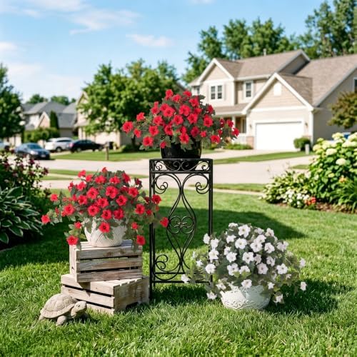 Ammyoo 2PCS Artificial Petunias Flowers Fake Plants for Outdoor Decoration - Image 4
