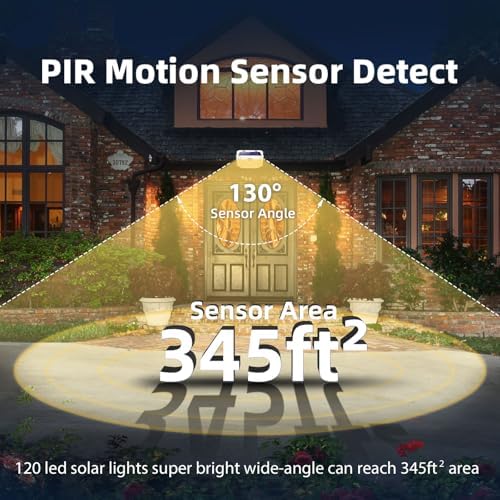 HMCITY 120 LED Solar Lights Outdoor Motion Sensor, 6 Pack, White Warm - Image 6