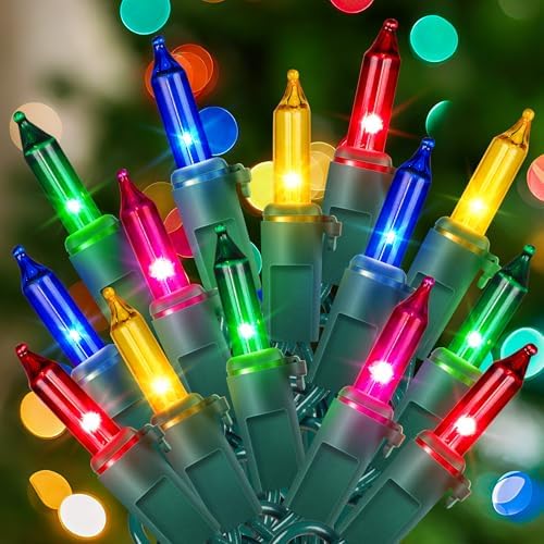 woohaha Christmas Lights Multicolor,2PACK Total 200Count 46FT Green Wire by Woohaha