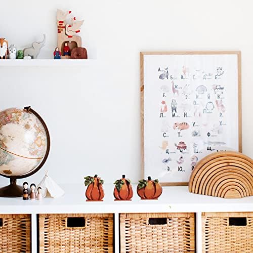 Rustic Wooden Free Standing Pumpkin Decor Autumn Harvest Tabletop Shelf Kitchen Decorations Thanksgiving Halloween Pumpkins Sign Fall Decor-Set of 3 - Image 7