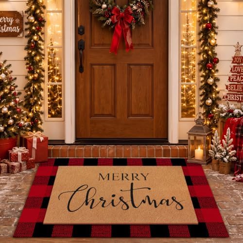 Tinideya 2 Pcs Christmas Layered Doormat Set, Merry Christmas by Tinideya
