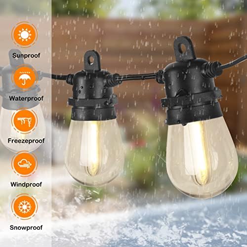 DGE Outdoor LED String Lights 48FT Patio Shatterproof & Waterproof IP65, 18 AWG UL Listed Wire Bright String Light for Patio, Backyard, Gazebo, Porch, Wedding Party - Image 2