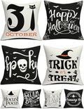Halloween Decorations Set Of 4 Double-Sided Print Pillow Covers 20" x 20", with 8 Cute Halloween Decor Patterns, Elegant Invisible Zipper, Soft Linen Throw Pillow Covers for Outdoor & Indoor Use by multiwins