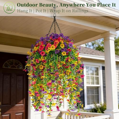ColoPlay 2PCS Artificial Hanging Flowers for Outdoors Faux Plants - Image 5