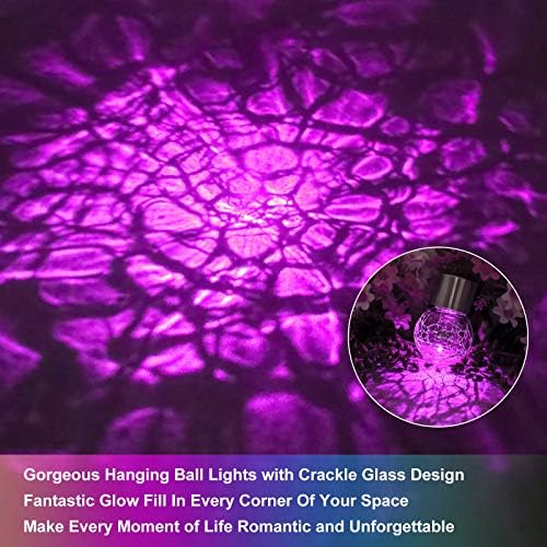 12Pack Outdoor Hanging Solar Lights, Cracked Glass Ball Lights, Multicolor - Image 5