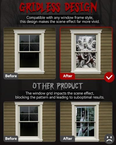 2pcs Halloween Window Cover Decor, Scary Ghost Curtain Outdoor - Image 4