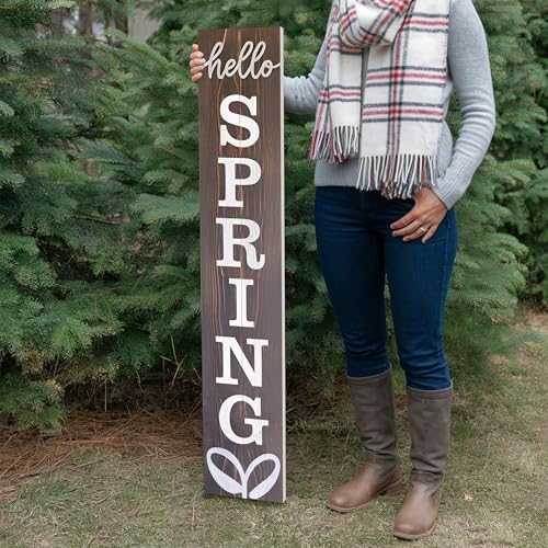 8"x48" Spring Welcome Sign for Front Porch, Hello Spring Porch Sign for Front Door Durable PVC Welcome Home Decorations for Outdoors p (Design 4) - Image 6
