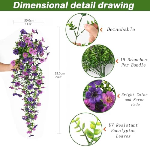 Homsunny Artificial Hanging Flowers for Spring Home Outdoor Decor - Image 2