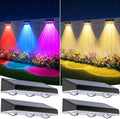 Solar Fence Lights Outdoor 4 Pack, Upgraded Brightness 3X LED Lens Fence Lights Solar Powered, 9 Fixed Colors & RGB Lights, IP65 Waterproof Solar Lights for Outside Backyard/Railing/Step/Patio by BONLION