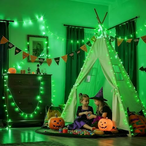 JMEXSUSS Connectable 100 LED Green Halloween Lights 8 Modes Grinch Lights - Image 2