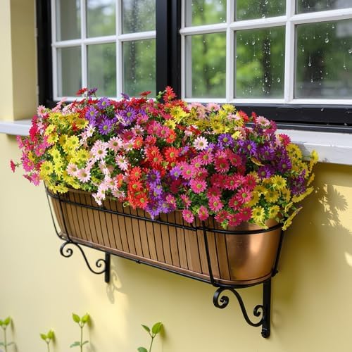 Alupssuc 30 Bundles Artificial Daisies Flowers Fake Silk Plant for Indoor Outdoor Decor, UV Resistant No Fade Faux Spring Flowers for Garden, Porch & Patio Decoration,RedRosyPurpleYellowPink - Image 6