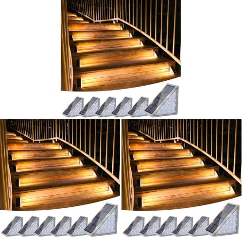 VOLISUN Solar Stair Lights 18 Pack, Solar Step Lights Outdoor Waterproof IP67, LED Outdoor Step Light,Outdoor Light Decor for Garden Stair, Deck, Front Step, Front Porch, and Patio（3000K） by VOLISUN