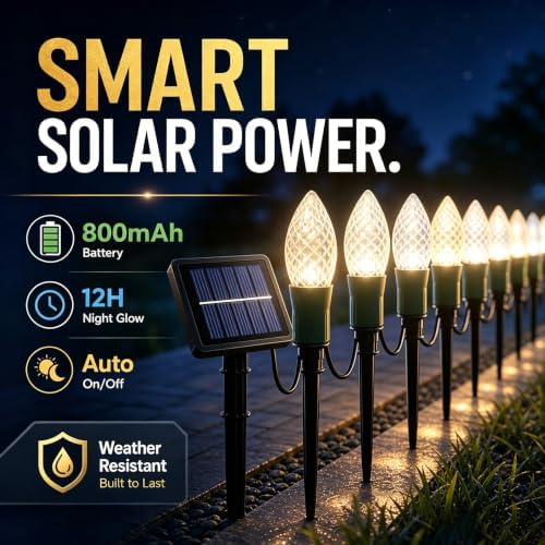 25LED 27Ft Solar C9 Christmas Stake Lights for Outdoor Christmas Decor - Image 3
