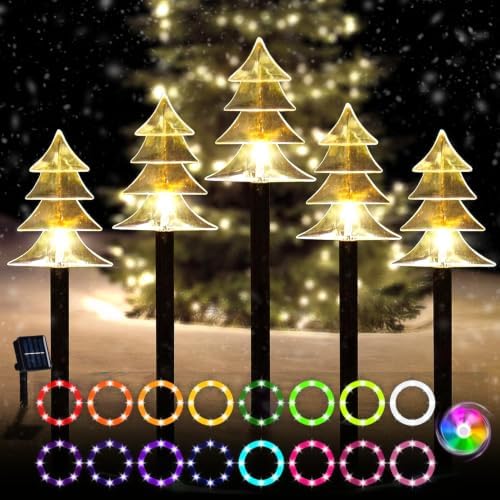 Christmas Decorations Outdoor, Solar Tree Pathway Lights, 5 PCS - Image 2